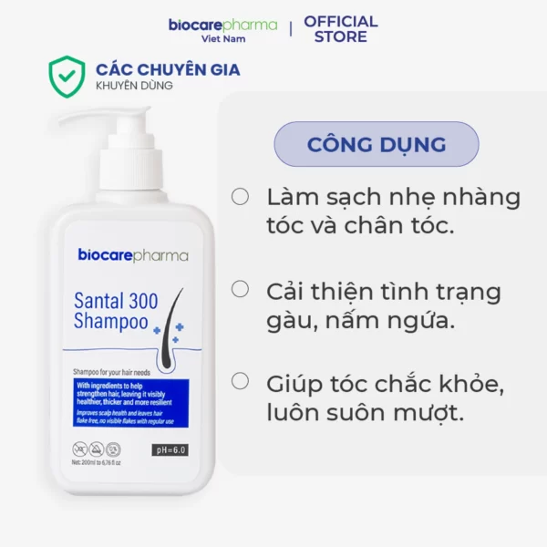 Combo 3 Chai Dầu Gội Santal 300 Shampoo Biocare Pharma
