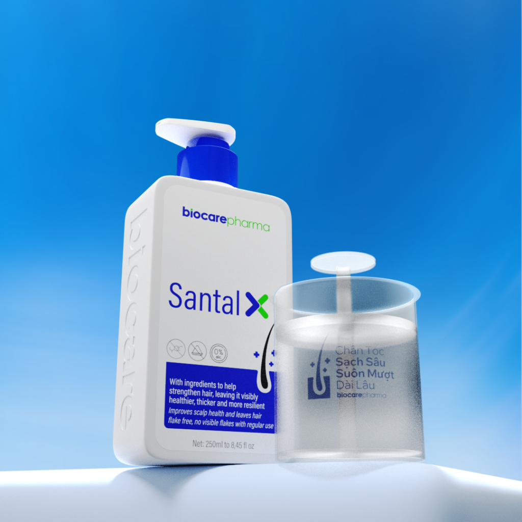 Dầu gội tóc gàu ngứa SantalX 250ml & Cốc tạo bọt – HỖ TRỢ GIẢM GÀU NGỨA VÀ KHÔNG KHÔ TÓC